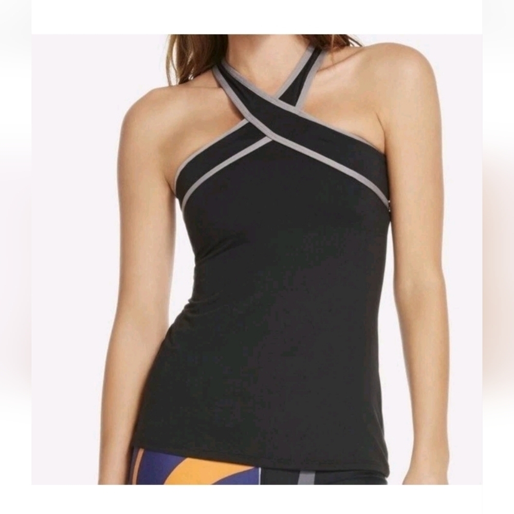 Fabletics Womens Grey Chicago Criss-Cross Workout Tank M